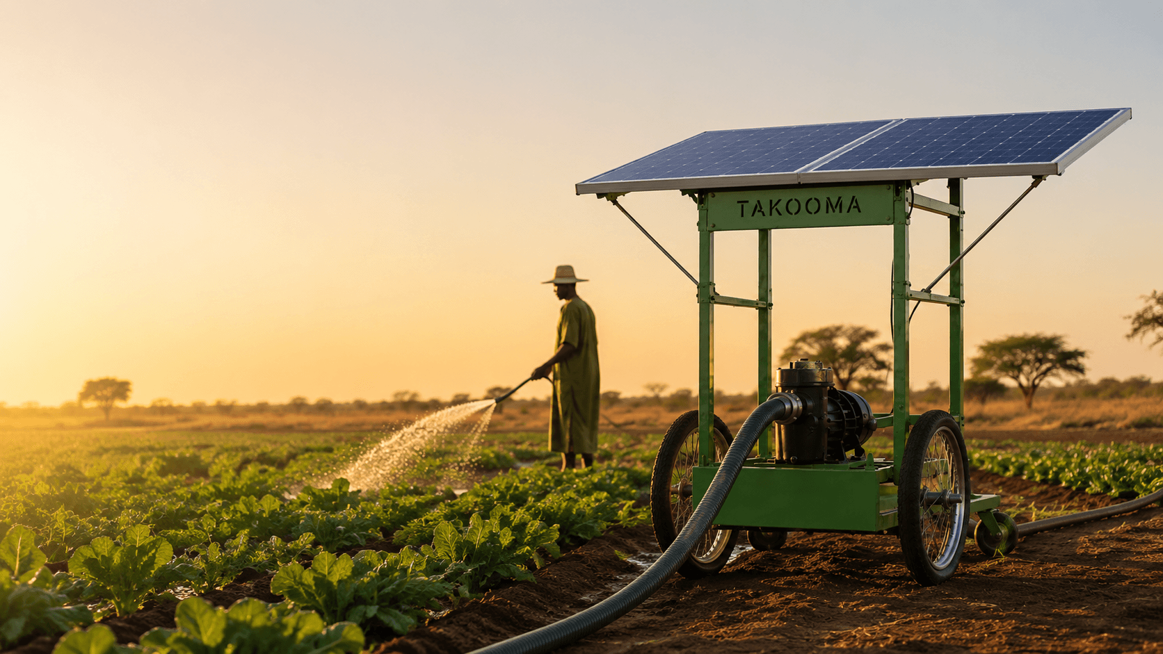 TAKOOMA dans un champ agricole au soleil